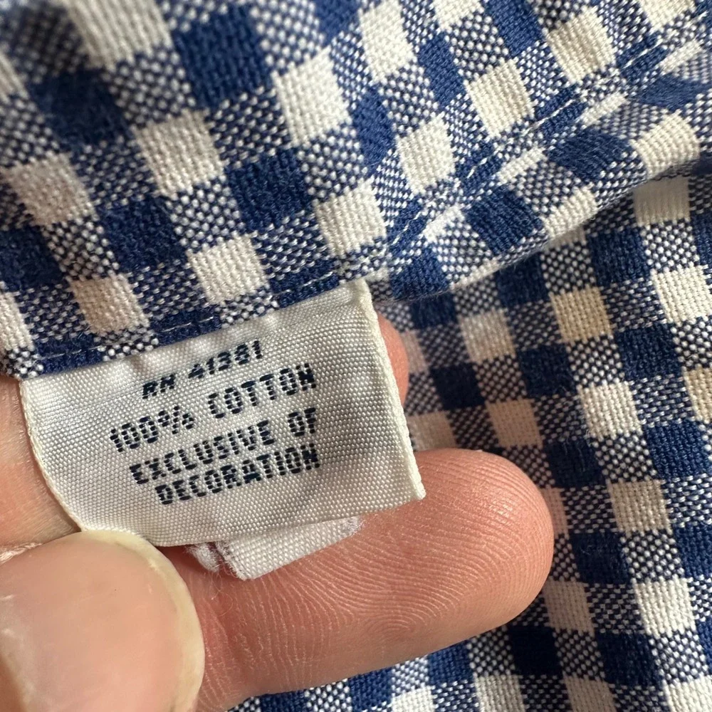 Ralph Lauren Button Down Men 3XLT Blue Gingham Check Plaid LS Shirt Flesh Pony - Picture 10 of 11